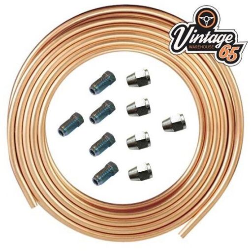 Copper Brake Pipe 1/4"" + 7/16"" UNF 20 TPI Male Female Unions For Land Rovers