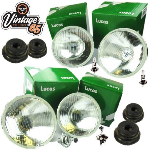 Genuine Lucas 5.75"" 5&3/4"" H1 H4 Halogen Headlight Conversion European LHD