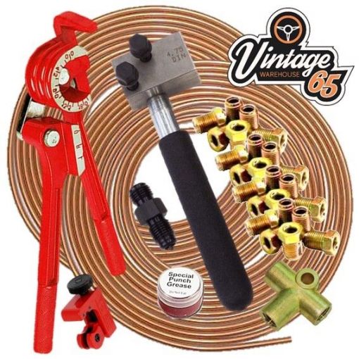 Classic VW DIN 3/16"" Copper Brake Pipe Line 10mm Unions Flaring Restoration Kit