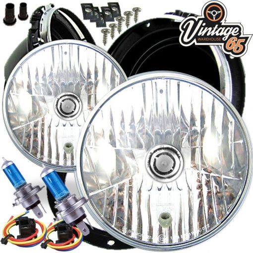 Classic Mini 7"" Sealed Beam Crystal Clear Xenon Halogen Conversion Headlight Kit