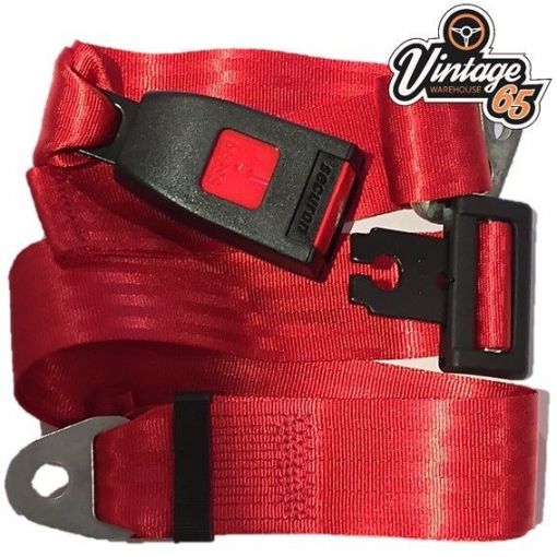 Audi Coupe Quattro Coupe Rear Lap & Diagonal Static 3 Point Seat Belt Kit Red