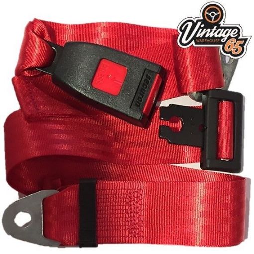 Vintage Warehouse 65 Classic Red Front Rear Static 2 point Seat Lap Safety Belt