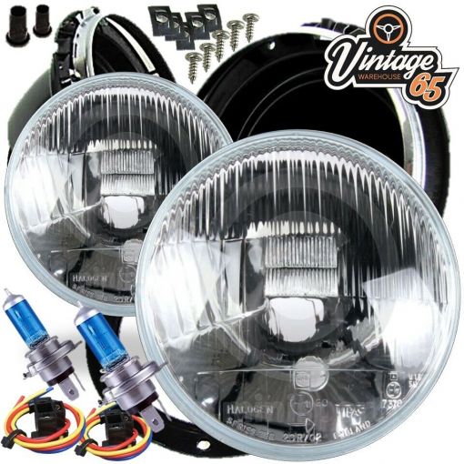 Classic Triumph 7"" Sealed Beam Upgrade Xenon Halogen Conversion Headlight Kit