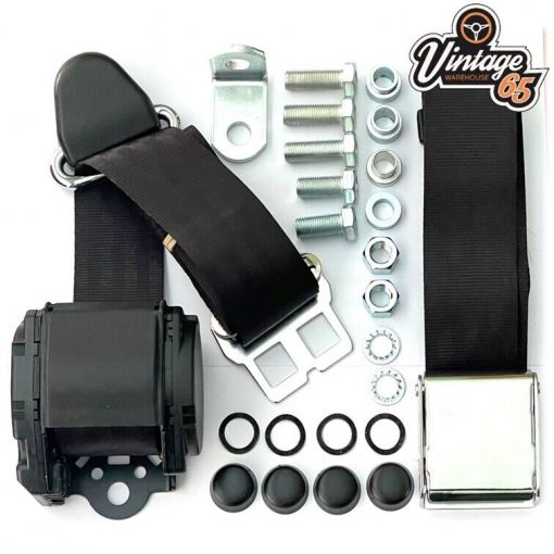 Classic Triumph Front Seat Belt Kit Fully Automatic Chrome Buckle + Fittings