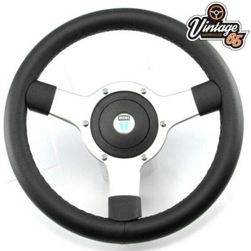 Retro Classic Car 12"" Polished Alloy Semi Dished Steering Wheel Upgrade