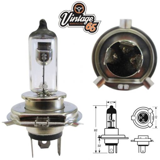 Classic Car Bike Scooter Halogen Headlight Bulb Upgrade 6v Volt 60/55W H4 P43T