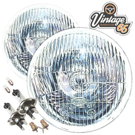 Pair 7"" Halogen Sealed Beam Conversion Headlights Headlamps MG, Mini,Triumph