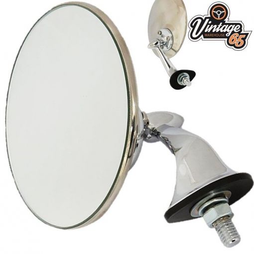 Kit Car Hotrod Retro Lucas Style Chrome Adjustable Flat Wing Door Mirror Left