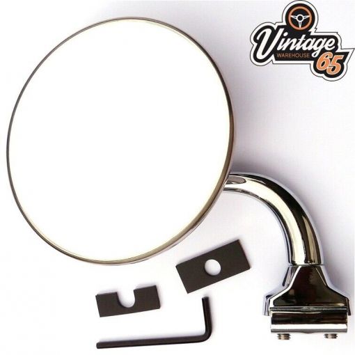 Classic Car Door Overtaking Mirror Clip On Adjustable Flat Glass Stainless Steel