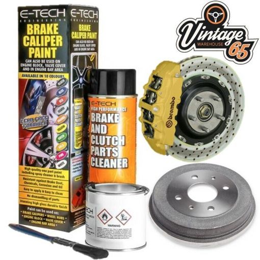 Classic Car Brake Drum & Caliper Ceramic Resin Enamel Paint & Clean Kit Gold