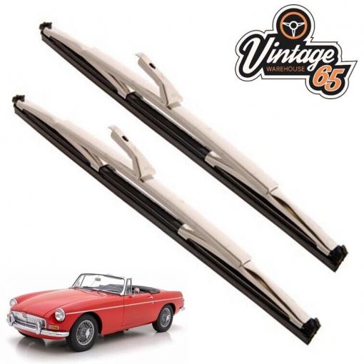 MGB Roadster 10"" Wiper Blades Stainless Steel Pair 5mm Push Fit 1962-69 GWB219