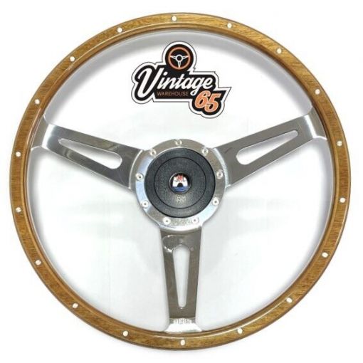 Vw Transporter T4 Camper 90>95 16"" Polished Wood Rim Steering Wheel Boss Upgrade