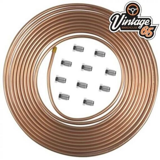 Kunifer Copper Nickel Brake Pipe Line 1/4"" 25ft + 12mm x 1mm Male Connectors x10