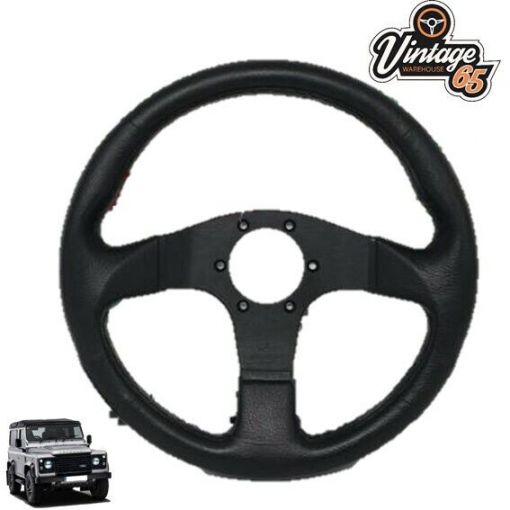 Classic Car 340mm Retro Black 3 Spoke Sports Black Vinyl Steering Wheel