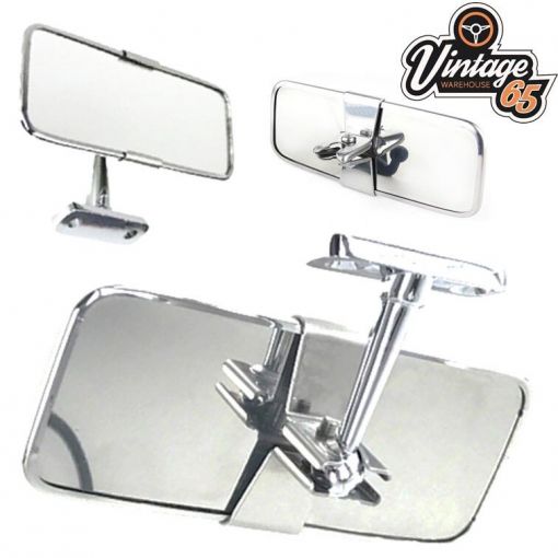Classic Car Rectangular Stainless Steel Rear View Interior Mirror Screw Fitting
