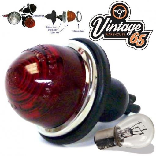 Classic Mini Lucas Style Glass Bullet Rear Fog Stop & Tail Light Lamp 12v