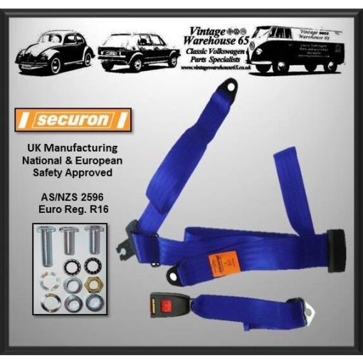 Rear Seat Belt Kit For Ford Cortina Mk1 Saloon 1962 66 Blue 3 Point Static
