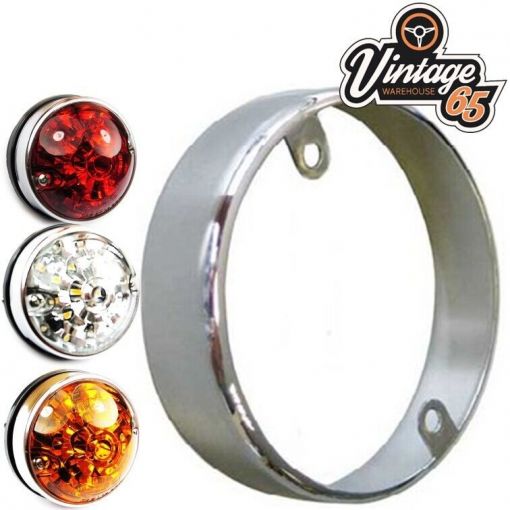 73mm Light Bezels Stainless Steel Indicator Stop & Tail Side Light Surround Pair