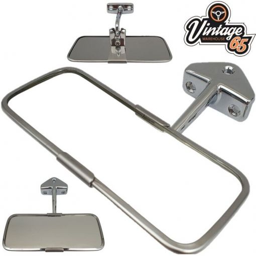 Classic Mini Rear View Interior Mirror Stainless Steel Chrome 3 Hole Adjustable