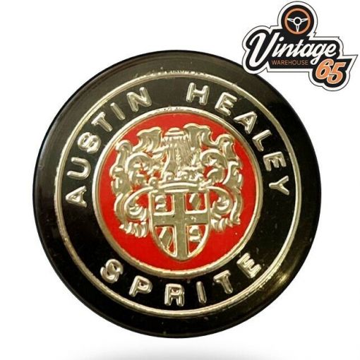 Classic Austin Healey Sprite 28mm NOS 3D Chrome Gear Knob Horn Center Badge