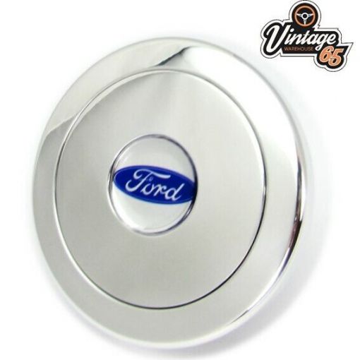 Classic Car Ford Polished Alloy Woodrim Steering Wheel Boss Horn Push Center