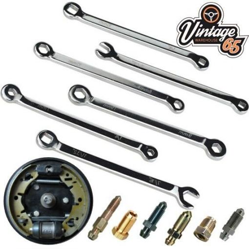 Vw Classic 6 Piece Master Brake Cylinder Drum Brake Service Bleed Spanner Set