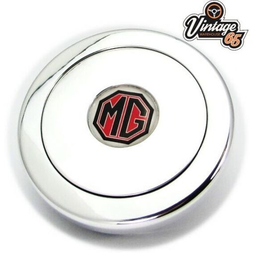 Classic Car MG Polished Alloy Woodrim Steering Wheel Boss Horn Push Center