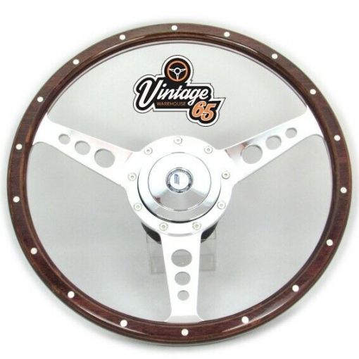 Triumph Stag Classic 14"" Wood Rim Steering Wheel & Fitting Boss Badged Horn
