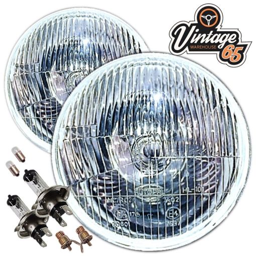 Pair 7"" Halogen Sealed Beam Conversion Headlights Headlamps MG Mini Triumph Bulb