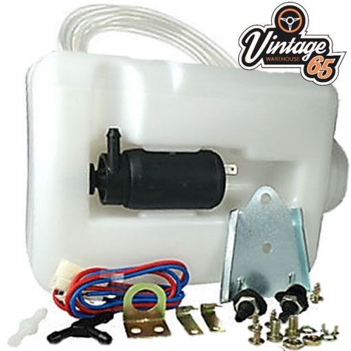 Classic Austin Mini Universal 12v Windscreen Washer Bottle Motor Pump Jets Kit