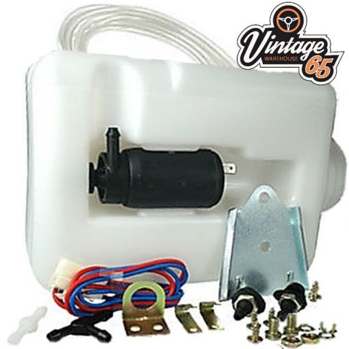 Classic Austin Mini Universal 12v Windscreen Washer Bottle Motor Pump Jets Kit