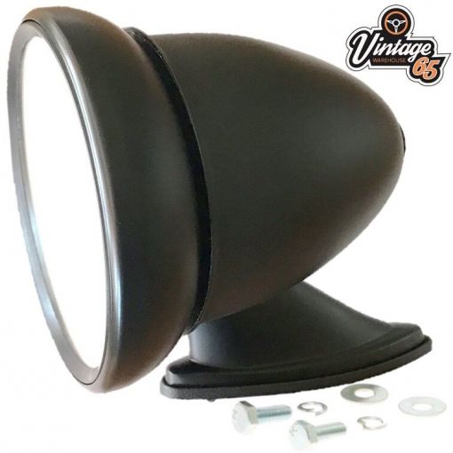 Classic Car Racing Bullet Style S/Black Adjustable Flat Glass Wing Door Mirror