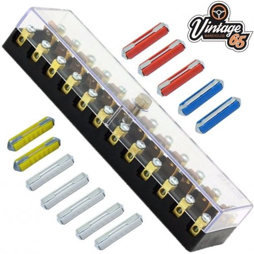 Classic Car Universal 12 Gang Way Continental Fuse Box Fuse Holder Upgrade