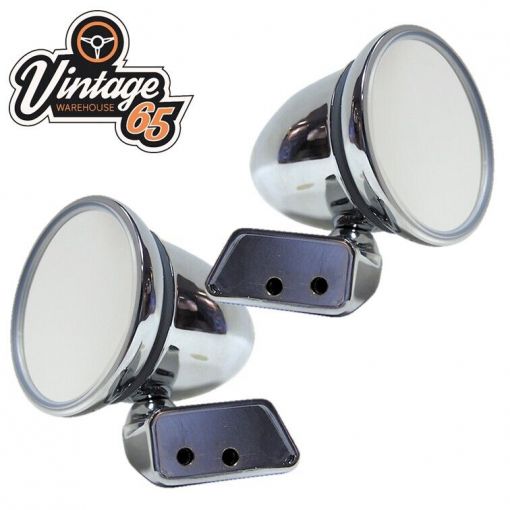 CLASSIC MINI CHROME BULLET MIRROR PAIR DELUXE AUSTIN MORRIS COOPER ROVER L/H R/H