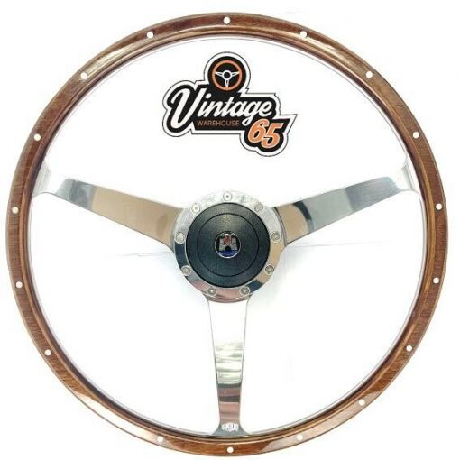 Vw T4 Camper Van Caravelle 17"" Polished Wood Rim Steering Wheel & Boss Fittings