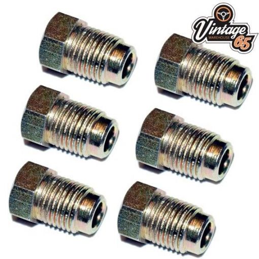 6 x Male Brake Pipe Unions Nuts 10mm x 1mm Short 3/16"" Copper Kunifer Brake Pipe