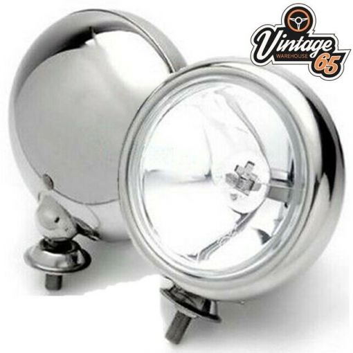 Classic Car 12V Polished Stainless Steel Chrome Front Spot lights Spot Lamps