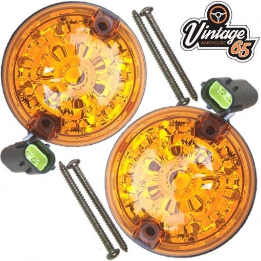 LED Indicators Front Or Rear Amber Pair Genuine Wipac UK S6061LED Classic Car