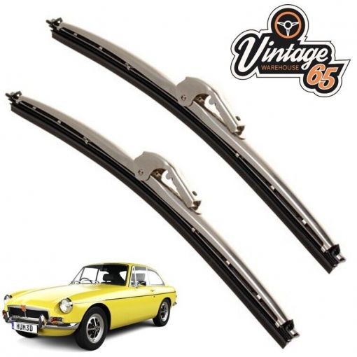 Wiper Blades 10"" Stainless Steel Pair 7mm Push Fit GWB141 For MGB MGC Roadster