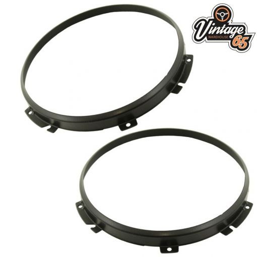 Classic Car 7"" Headlight Headlamp Retaining Ring Inner Surround Bezel Pair Black