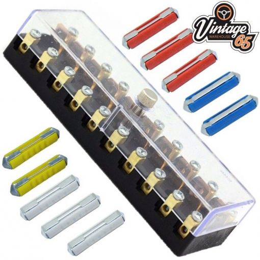 Classic Car Universal 10 Gang Way Continental Fuse Box Fuse Holder Upgrade