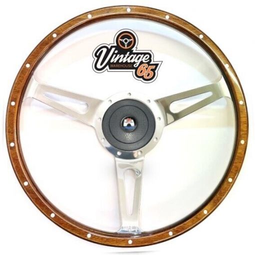 Wood Rim Steering Wheel & Boss Kit Vw T4 Camper Van Caravelle 16"" Polished Light