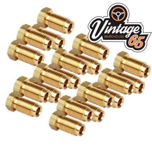 20 Brass Imperial Brake Pipe Fittings 3/8"" UNF x 24 Tpi Male Long For 3/16"" Pipe