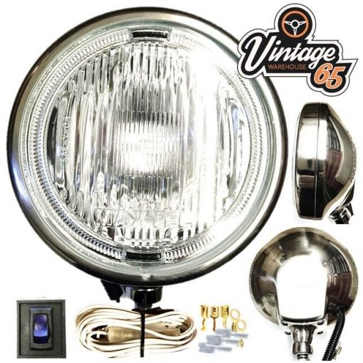 PAIR OF WIPAC 12V 160MM STAINLESS STEEL ROUND SPOT LAMPS LIGHTS 4x4 OFF ROAD