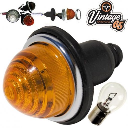 Amber Indicator Light Classic Mini Austin Minor For Land Rover Lucas Style 12v