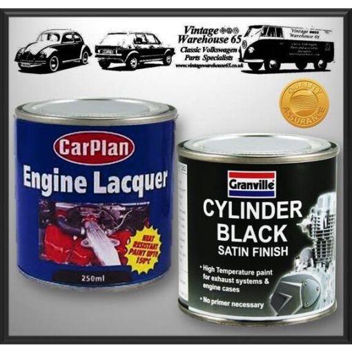 Vintage Warehouse 65 Engine Black Manifold Rocker Cover Exhaust VHT paint Kit